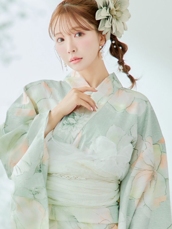 画像23: 【即日発送】アイシーミントフラワー浴衣  【浴衣３点セット 浴衣/帯/下駄】[YMT]