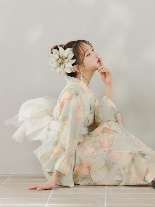 画像14: 【即日発送】アイシーミントフラワー浴衣  【浴衣３点セット 浴衣/帯/下駄】[YMT]