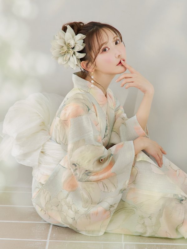 画像16: 【即日発送】アイシーミントフラワー浴衣  【浴衣３点セット 浴衣/帯/下駄】[YMT]