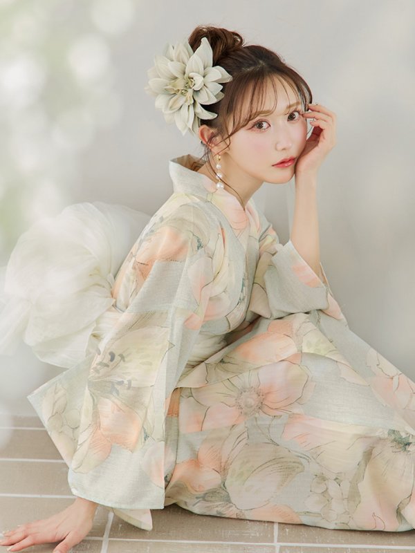 画像17: 【即日発送】アイシーミントフラワー浴衣  【浴衣３点セット 浴衣/帯/下駄】[YMT]