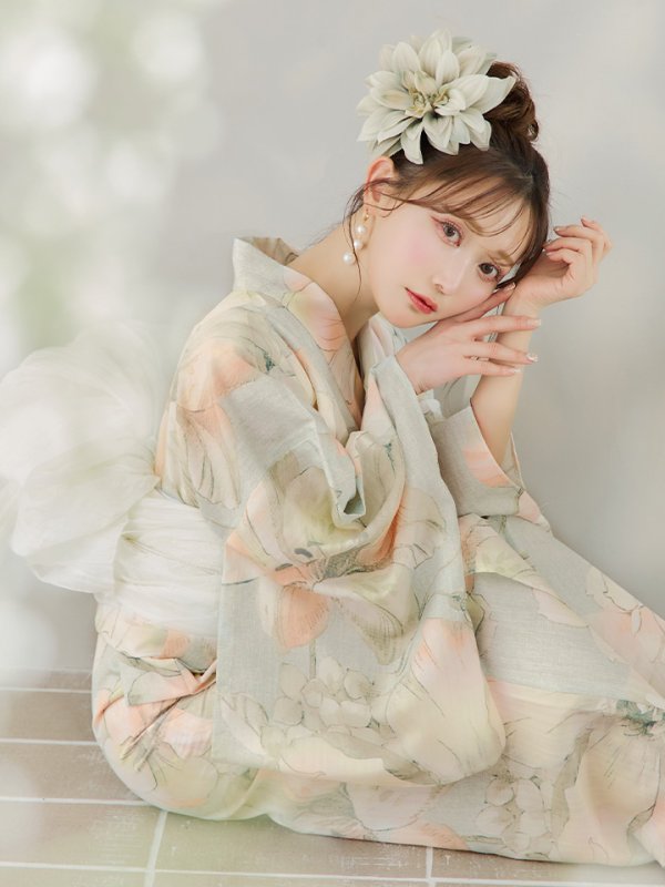 画像18: 【即日発送】アイシーミントフラワー浴衣  【浴衣３点セット 浴衣/帯/下駄】[YMT]