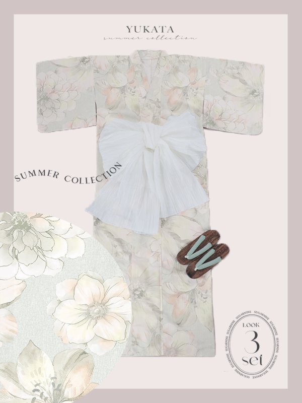 画像28: 【即日発送】アイシーミントフラワー浴衣  【浴衣３点セット 浴衣/帯/下駄】[YMT]