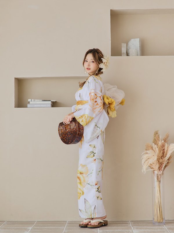 画像12: 【即日発送】アンニュイイエローフラワー浴衣  【浴衣３点セット 浴衣/帯/下駄】[YMT]