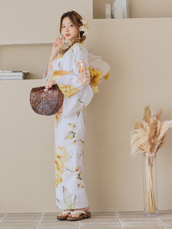 画像13: 【即日発送】アンニュイイエローフラワー浴衣  【浴衣３点セット 浴衣/帯/下駄】[YMT]