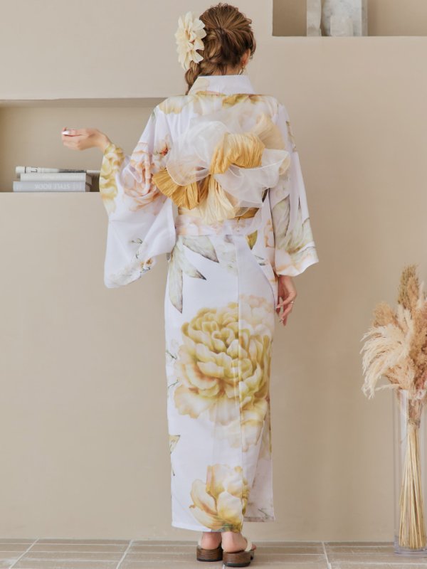 画像20: 【即日発送】アンニュイイエローフラワー浴衣  【浴衣３点セット 浴衣/帯/下駄】[YMT]