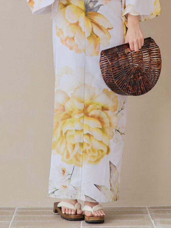画像22: 【即日発送】アンニュイイエローフラワー浴衣  【浴衣３点セット 浴衣/帯/下駄】[YMT]