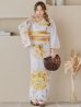 画像4: 【即日発送】アンニュイイエローフラワー浴衣  【浴衣３点セット 浴衣/帯/下駄】OBI-g-500-kj-5-MUS / HIMO-902-kj-2-MUS / HEKO-800-sb-5-W / YA-577-kj-W / GETA-01-kj-3-IV /  [YMT]