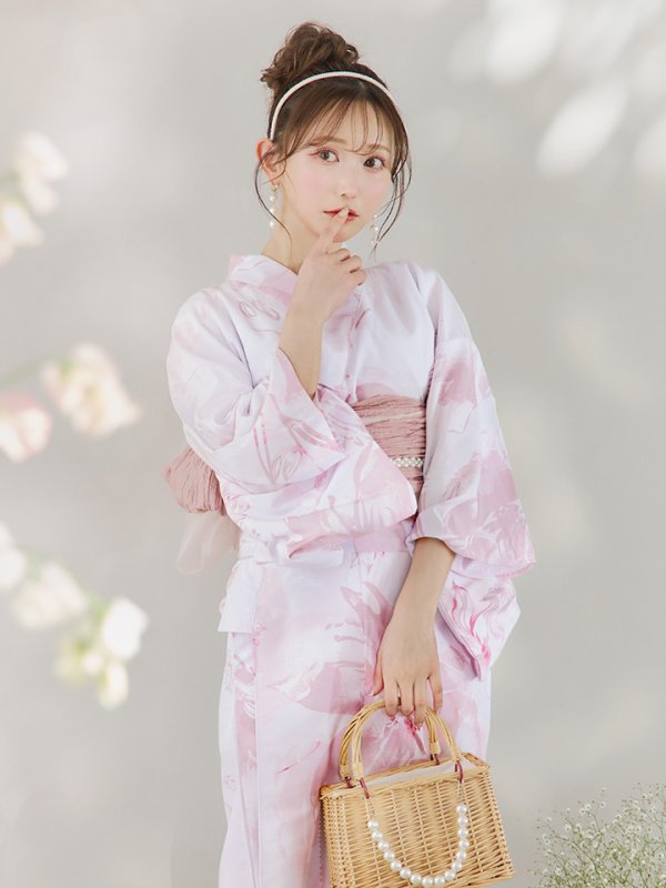 画像13: 【即日発送】ニュアンスピンクフラワー浴衣  【浴衣３点セット 浴衣/帯/下駄】[YMT]