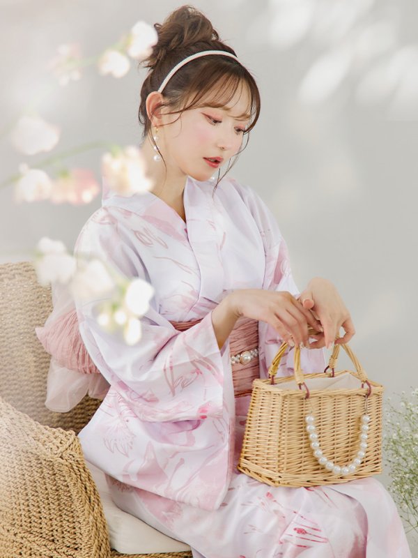 画像17: 【即日発送】ニュアンスピンクフラワー浴衣  【浴衣３点セット 浴衣/帯/下駄】[YMT]