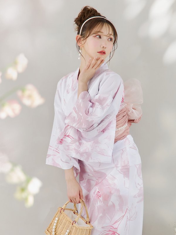 画像3: 【即日発送】ニュアンスピンクフラワー浴衣  【浴衣３点セット 浴衣/帯/下駄】[YMT]