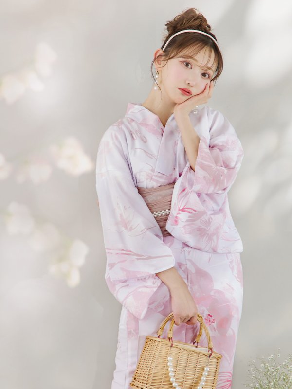 画像6: 【即日発送】ニュアンスピンクフラワー浴衣  【浴衣３点セット 浴衣/帯/下駄】[YMT]