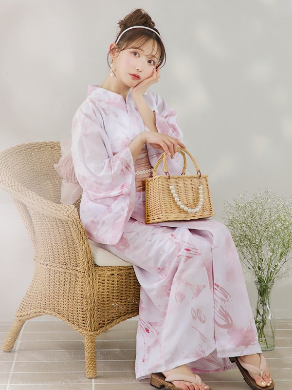 画像8: 【即日発送】ニュアンスピンクフラワー浴衣  【浴衣３点セット 浴衣/帯/下駄】[YMT]