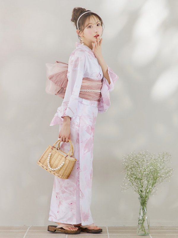 画像9: 【即日発送】ニュアンスピンクフラワー浴衣  【浴衣３点セット 浴衣/帯/下駄】[YMT]