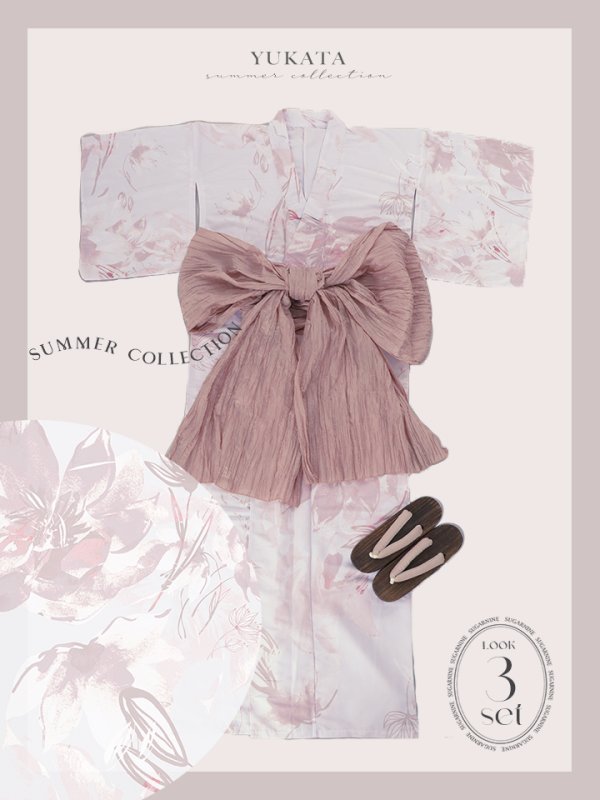 画像28: 【即日発送】ニュアンスピンクフラワー浴衣  【浴衣３点セット 浴衣/帯/下駄】[YMT]