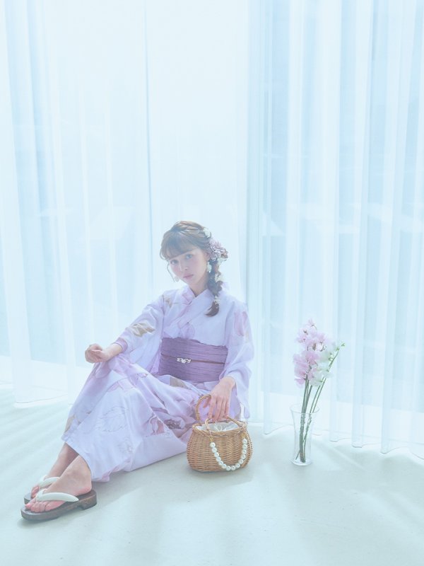 画像11: 【即日発送】アンティークパープルローズ浴衣  【浴衣３点セット 浴衣/帯/下駄】[YMT]