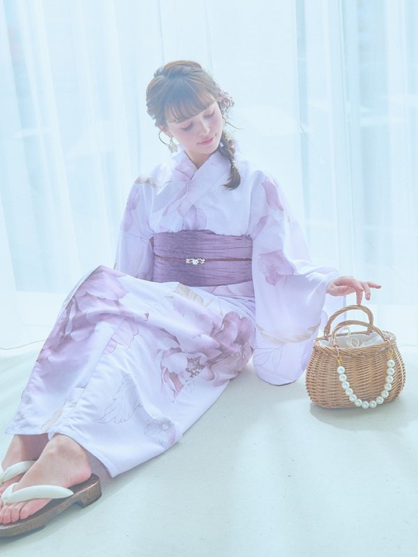 画像15: 【即日発送】アンティークパープルローズ浴衣  【浴衣３点セット 浴衣/帯/下駄】[YMT]