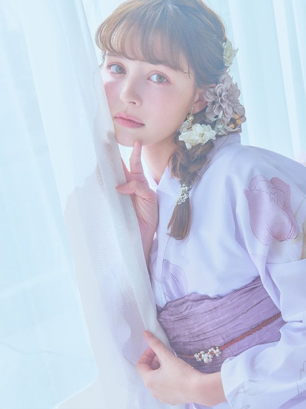 画像18: 【即日発送】アンティークパープルローズ浴衣  【浴衣３点セット 浴衣/帯/下駄】[YMT]