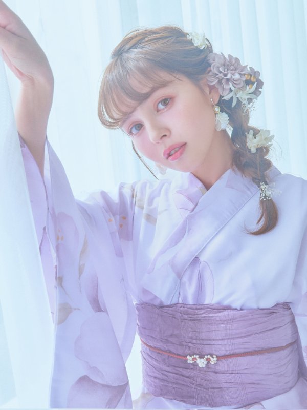 画像19: 【即日発送】アンティークパープルローズ浴衣  【浴衣３点セット 浴衣/帯/下駄】[YMT]