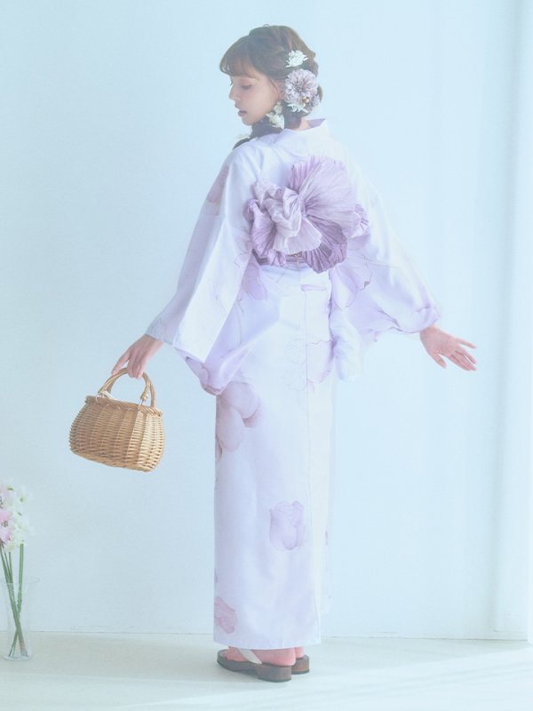 画像20: 【即日発送】アンティークパープルローズ浴衣  【浴衣３点セット 浴衣/帯/下駄】[YMT]