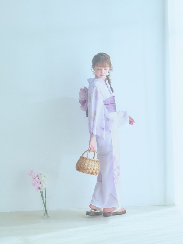 画像3: 【即日発送】アンティークパープルローズ浴衣  【浴衣３点セット 浴衣/帯/下駄】[YMT]