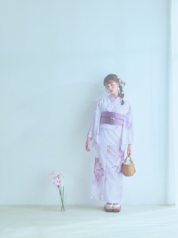 画像5: 【即日発送】アンティークパープルローズ浴衣  【浴衣３点セット 浴衣/帯/下駄】[YMT]