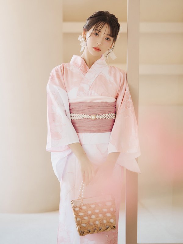 画像13: 【即日発送】ニュアンスピンクフラワー浴衣  【浴衣３点セット 浴衣/帯/下駄】[YMT]