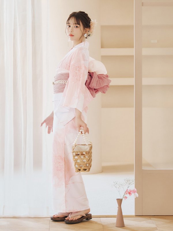 画像16: 【即日発送】ニュアンスピンクフラワー浴衣  【浴衣３点セット 浴衣/帯/下駄】[YMT]