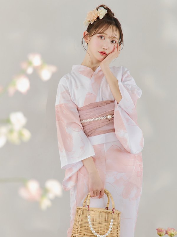 画像13: 【即日発送】ニュアンスピンクフラワー浴衣  【浴衣３点セット 浴衣/帯/下駄】[YMT]