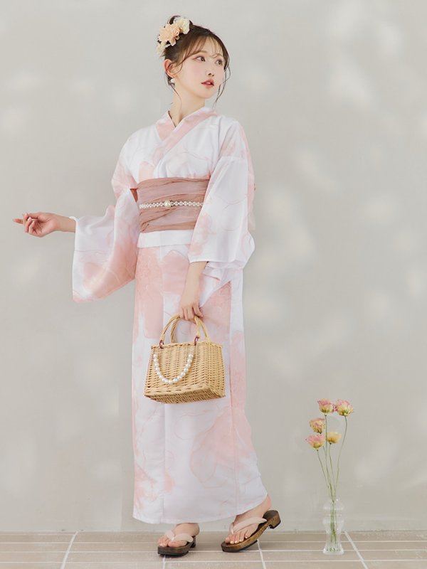 画像16: 【即日発送】ニュアンスピンクフラワー浴衣  【浴衣３点セット 浴衣/帯/下駄】[YMT]