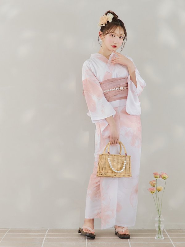 画像18: 【即日発送】ニュアンスピンクフラワー浴衣  【浴衣３点セット 浴衣/帯/下駄】[YMT]