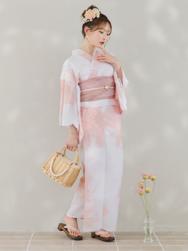 画像19: 【即日発送】ニュアンスピンクフラワー浴衣  【浴衣３点セット 浴衣/帯/下駄】[YMT]