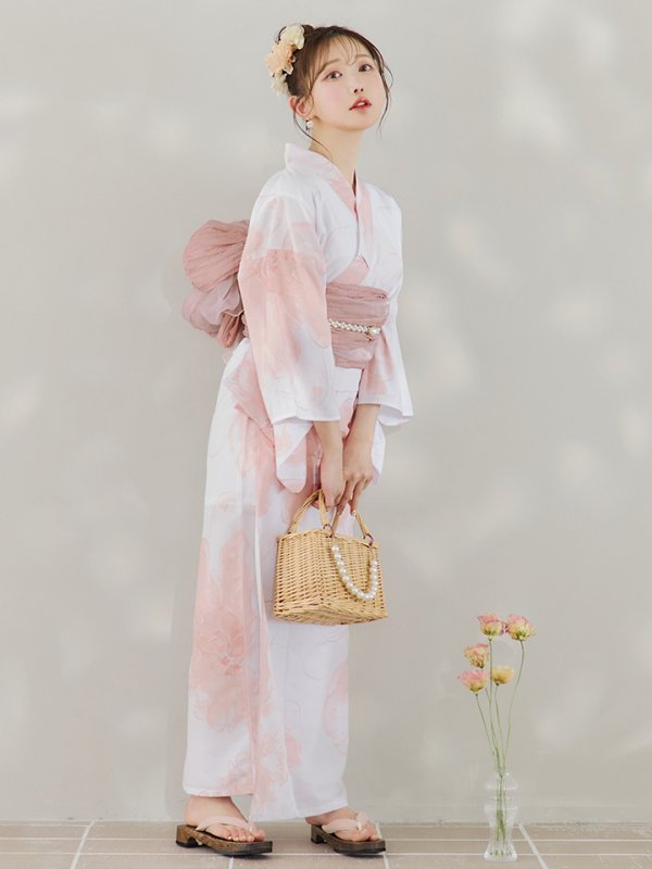 画像5: 【即日発送】ニュアンスピンクフラワー浴衣  【浴衣３点セット 浴衣/帯/下駄】[YMT]
