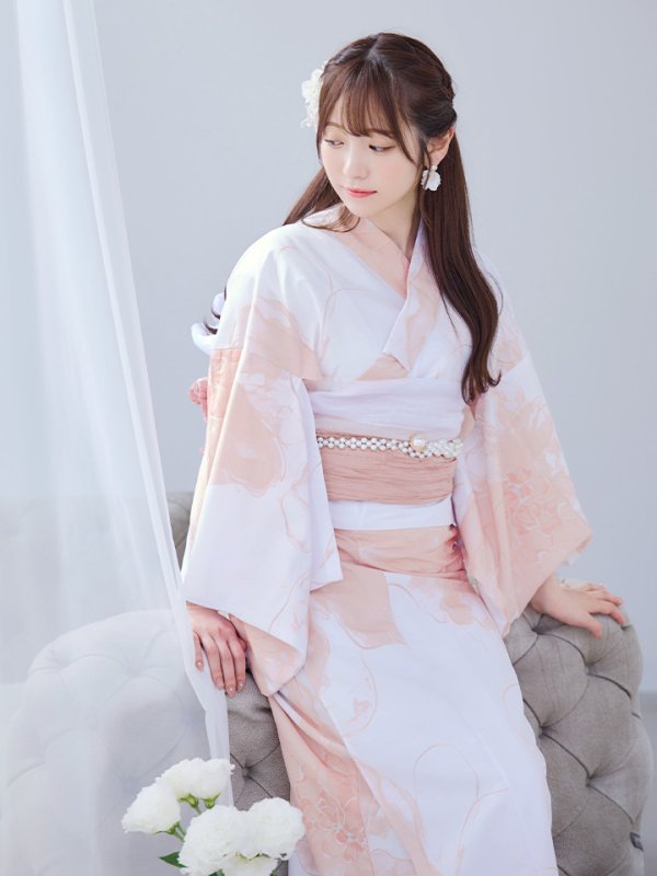 画像15: 【即日発送】ニュアンスピンクフラワー浴衣  【浴衣３点セット 浴衣/帯/下駄】[YMT]