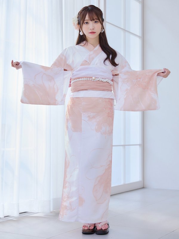 画像4: 【即日発送】ニュアンスピンクフラワー浴衣  【浴衣３点セット 浴衣/帯/下駄】[YMT]