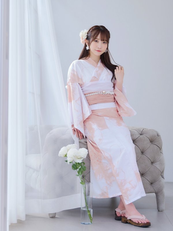 画像6: 【即日発送】ニュアンスピンクフラワー浴衣  【浴衣３点セット 浴衣/帯/下駄】[YMT]