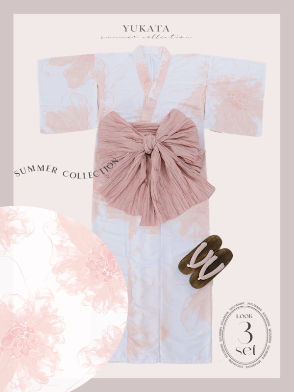画像23: 【即日発送】ニュアンスピンクフラワー浴衣  【浴衣３点セット 浴衣/帯/下駄】[YMT]