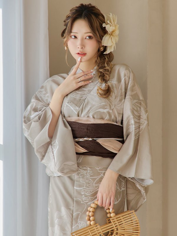 画像5: 【即日発送】ニュアンスフラワーベージュ浴衣  【浴衣３点セット 浴衣/帯/下駄】[YMT]