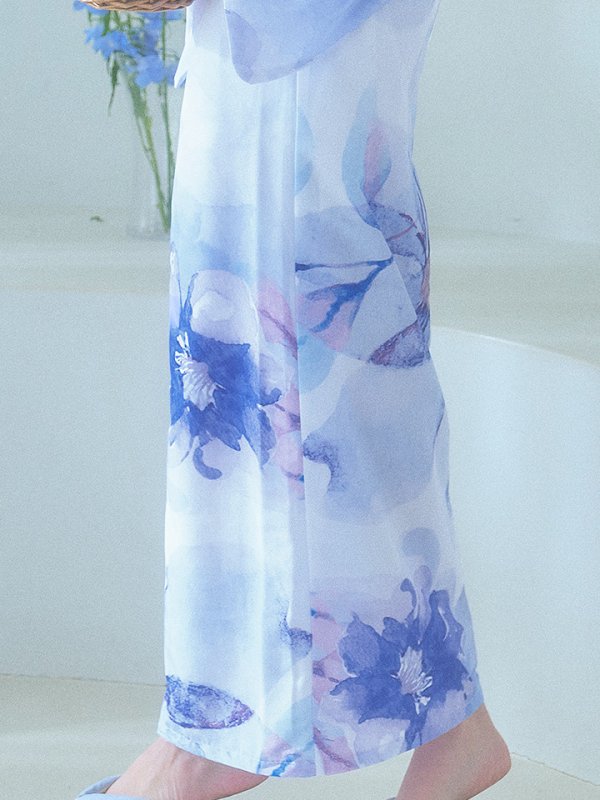 画像24: 【即日発送】水彩フラワーブルー浴衣  【浴衣３点セット 浴衣/帯/下駄】[YMT]