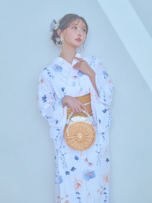 画像9: 【浴衣セール！】【即日発送】ニュアンスフローラル浴衣  【浴衣３点セット 浴衣/帯/下駄】[YMT]