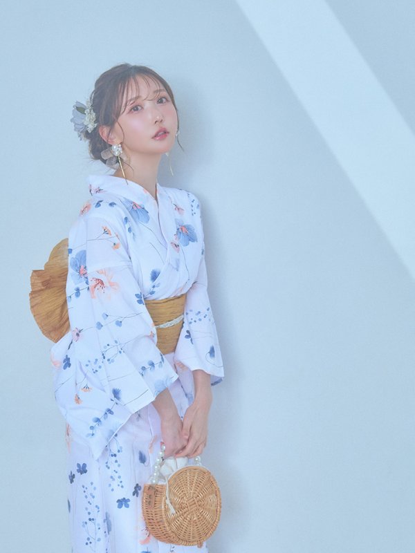 画像10: 【浴衣セール！】【即日発送】ニュアンスフローラル浴衣  【浴衣３点セット 浴衣/帯/下駄】[YMT]