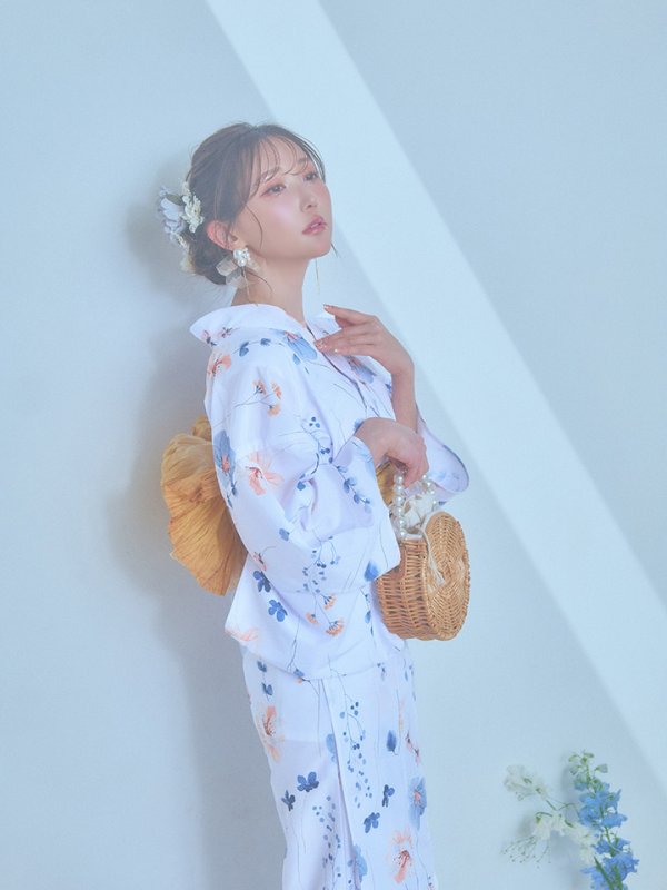 画像12: 【浴衣セール！】【即日発送】ニュアンスフローラル浴衣  【浴衣３点セット 浴衣/帯/下駄】[YMT]