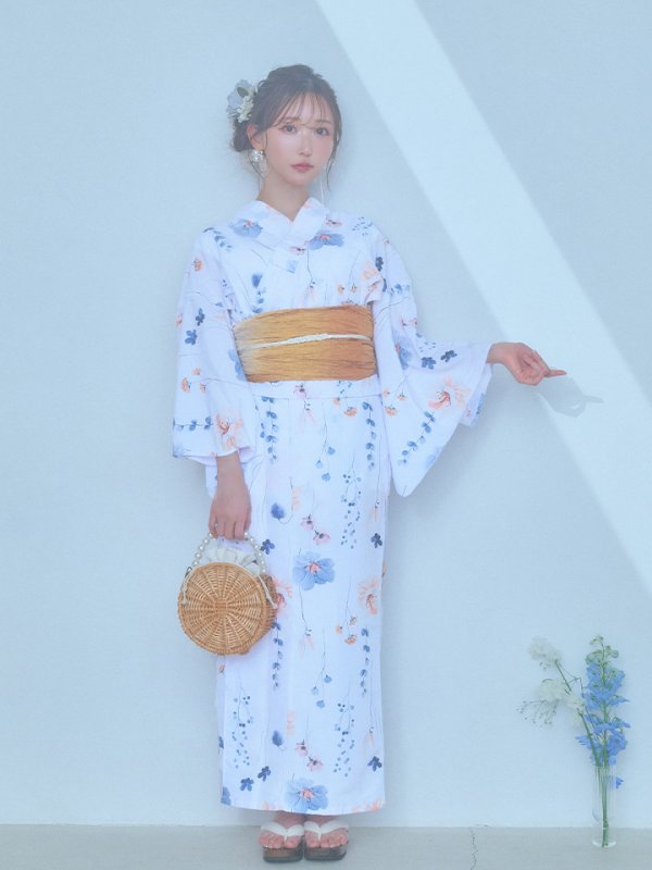 画像14: 【浴衣セール！】【即日発送】ニュアンスフローラル浴衣  【浴衣３点セット 浴衣/帯/下駄】[YMT]