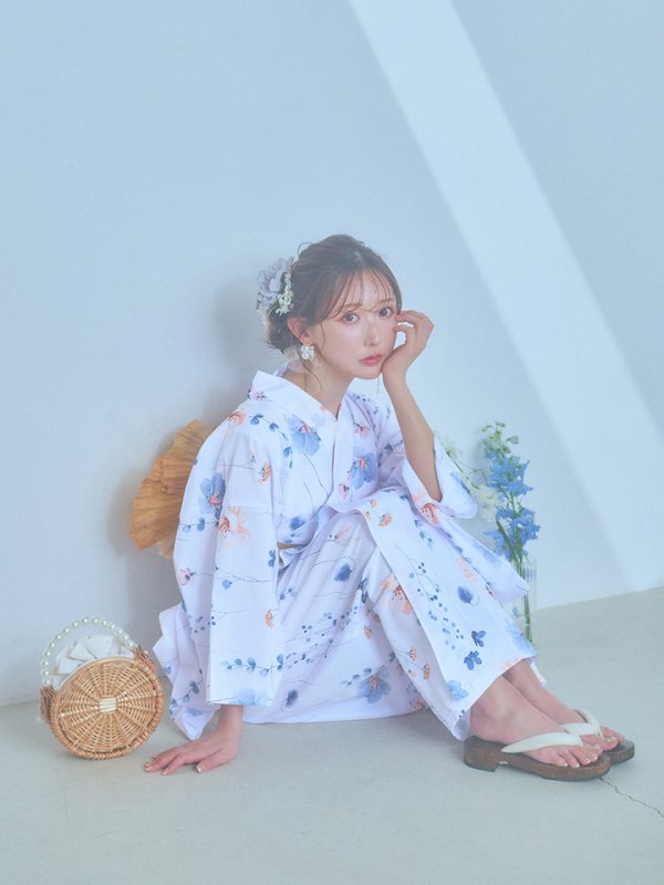 画像15: 【浴衣セール！】【即日発送】ニュアンスフローラル浴衣  【浴衣３点セット 浴衣/帯/下駄】[YMT]