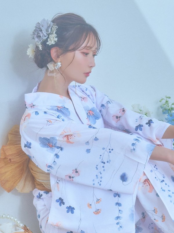 画像16: 【浴衣セール！】【即日発送】ニュアンスフローラル浴衣  【浴衣３点セット 浴衣/帯/下駄】[YMT]