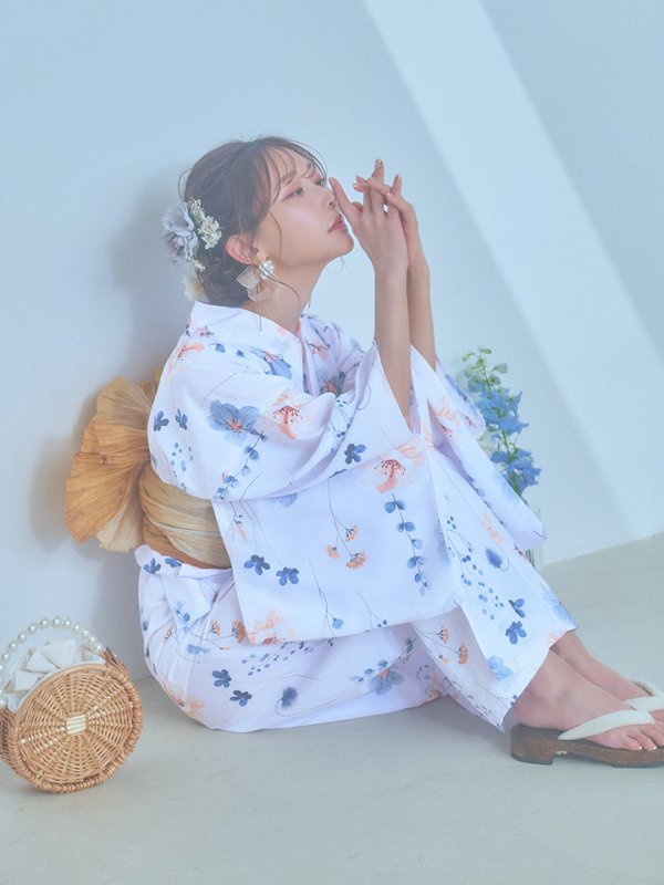 画像17: 【浴衣セール！】【即日発送】ニュアンスフローラル浴衣  【浴衣３点セット 浴衣/帯/下駄】[YMT]