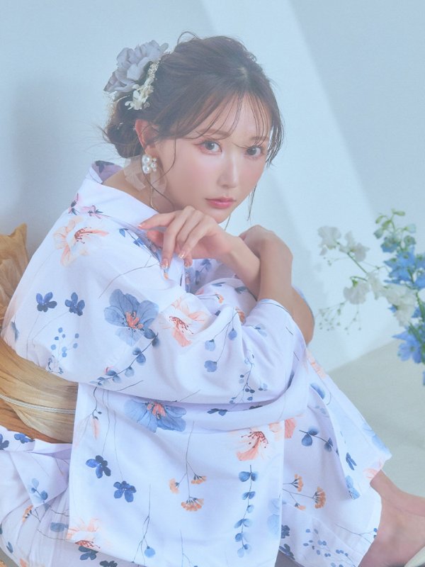 画像19: 【浴衣セール！】【即日発送】ニュアンスフローラル浴衣  【浴衣３点セット 浴衣/帯/下駄】[YMT]