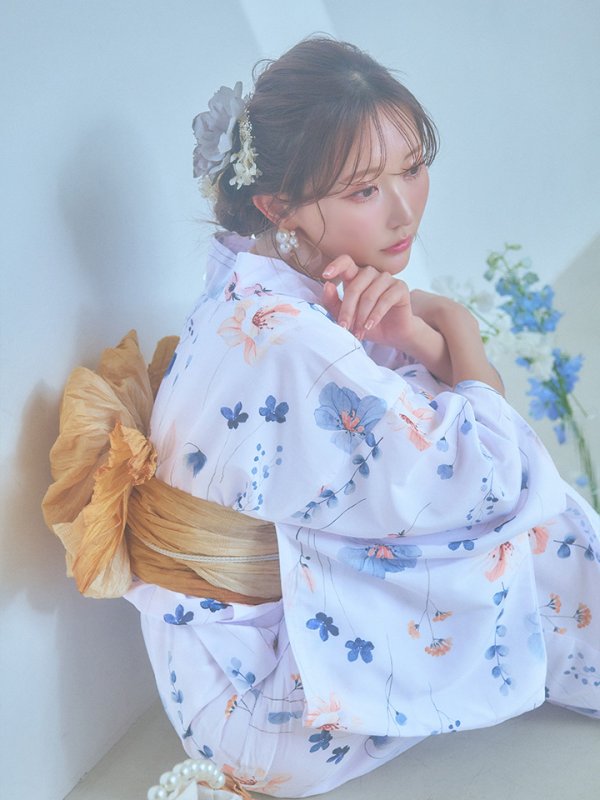 画像3: 【浴衣セール！】【即日発送】ニュアンスフローラル浴衣  【浴衣３点セット 浴衣/帯/下駄】[YMT]