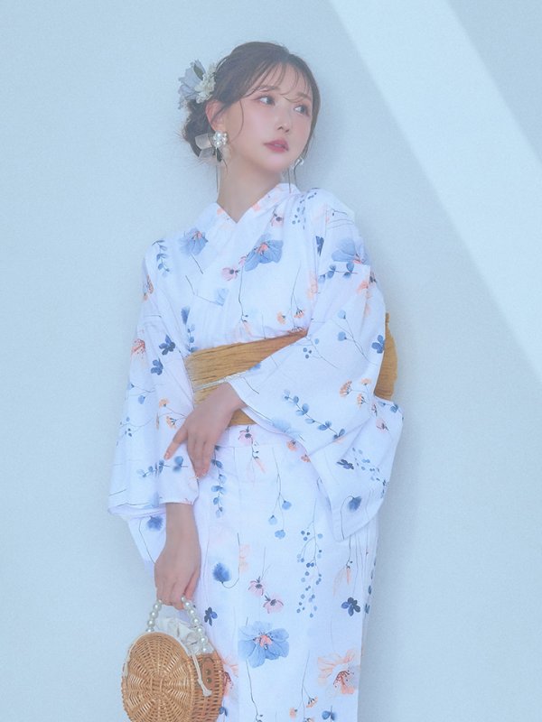 画像5: 【浴衣セール！】【即日発送】ニュアンスフローラル浴衣  【浴衣３点セット 浴衣/帯/下駄】[YMT]