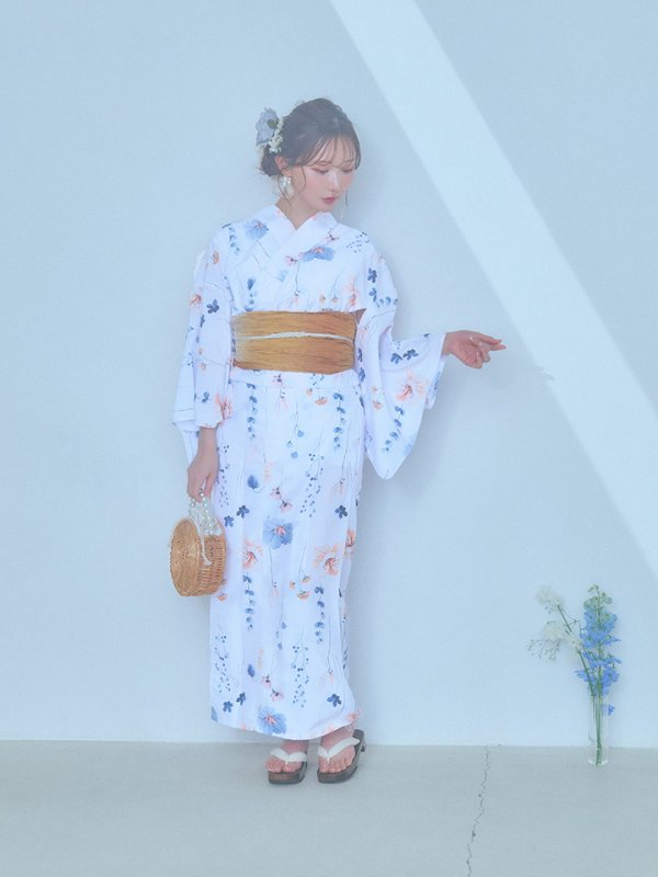 画像6: 【浴衣セール！】【即日発送】ニュアンスフローラル浴衣  【浴衣３点セット 浴衣/帯/下駄】[YMT]