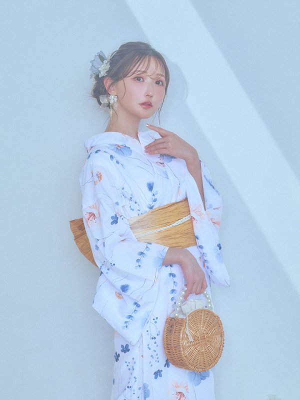 画像8: 【浴衣セール！】【即日発送】ニュアンスフローラル浴衣  【浴衣３点セット 浴衣/帯/下駄】[YMT]